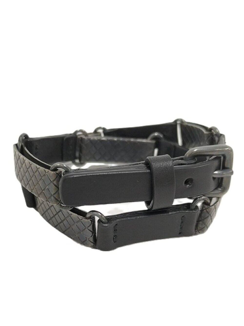 Bottega Veneta Bracelet Leather Black Silver